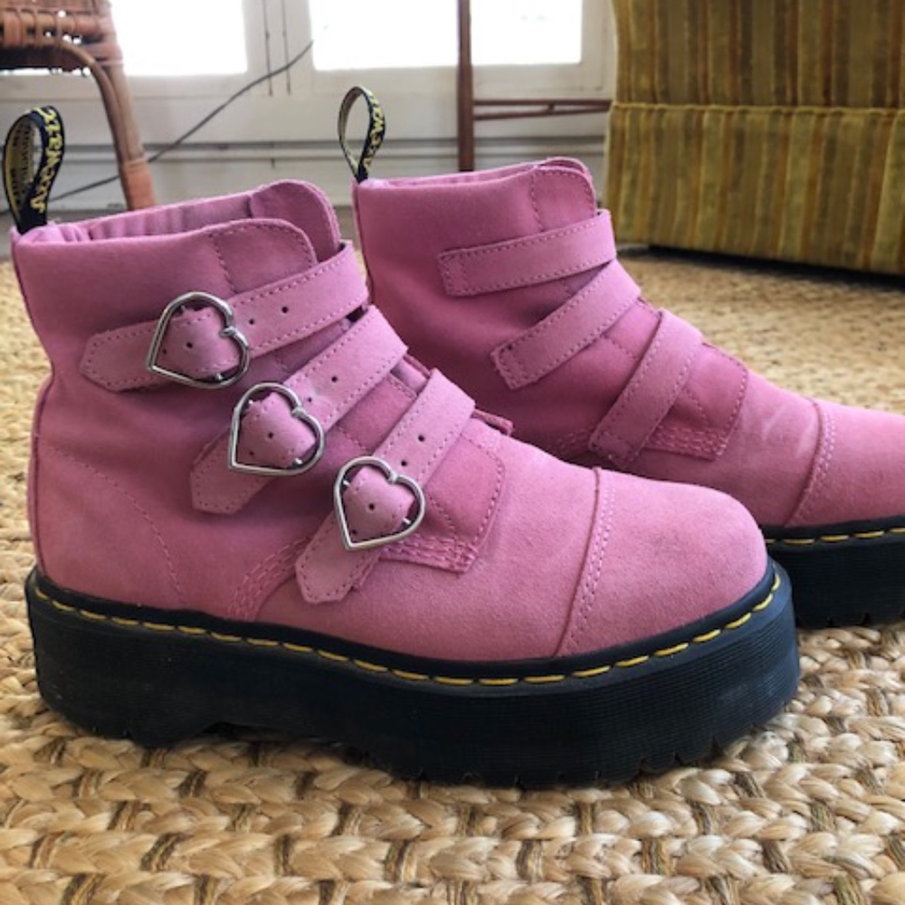 Doc Martens x Lazy Oafs Pink Platform Boots SIZE 8